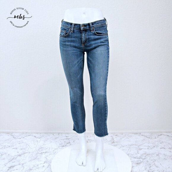 Rag & Bone Dre Low Waist Capri Raw Hem Jeans Blue Women 26 - Picture 3 of 10